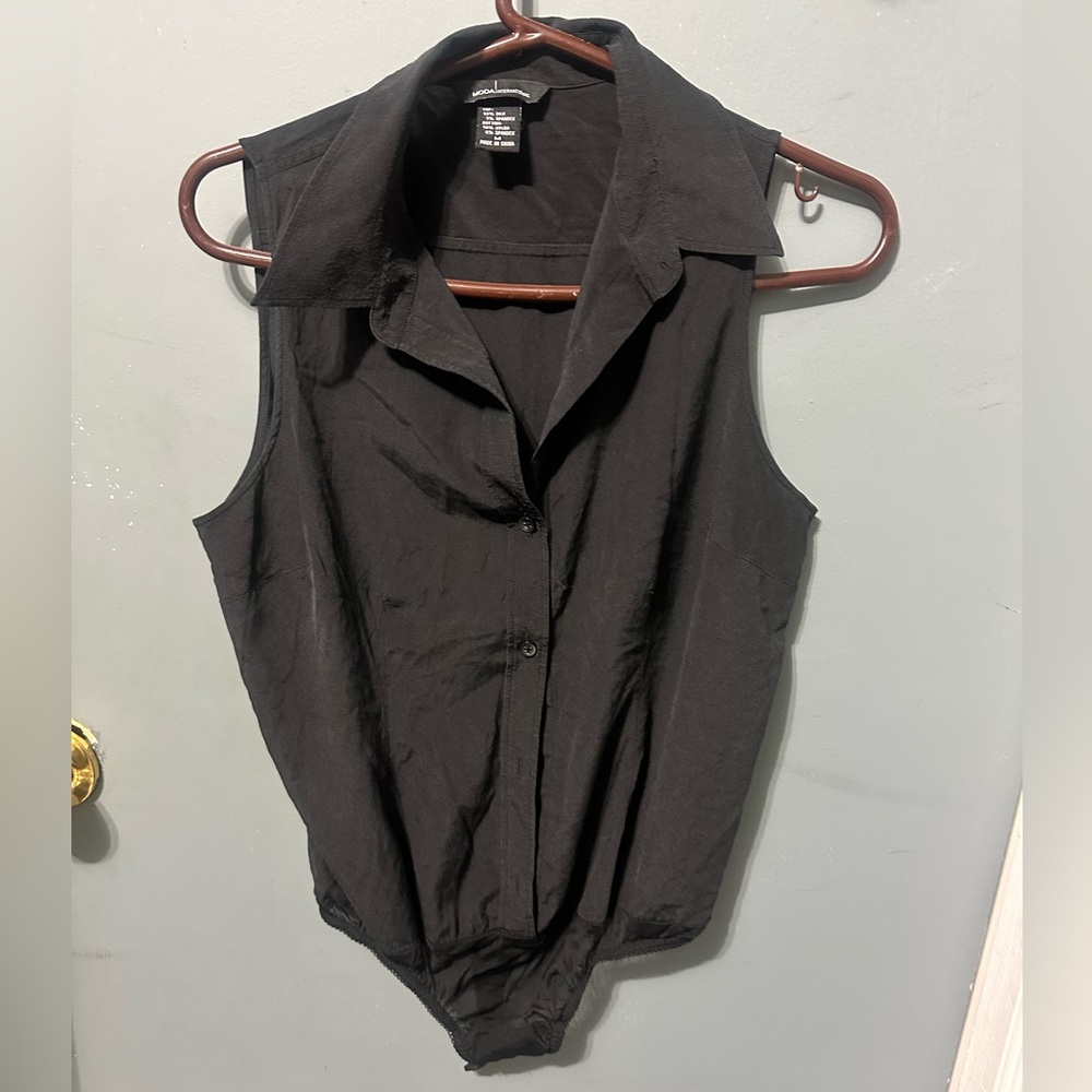 Moda International Black Sleeveless Bodysuit